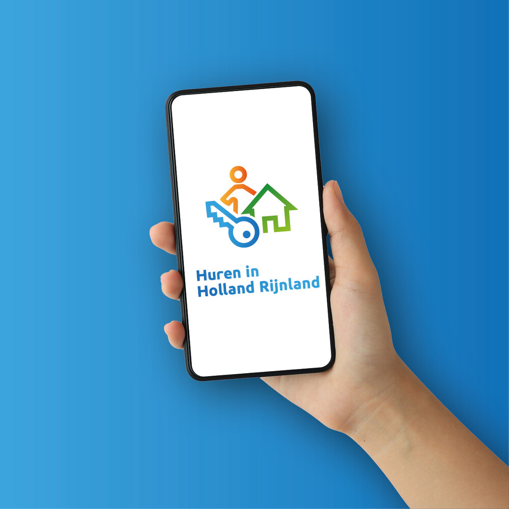 Telefoon met logo van Huren in Holland Rijnland
