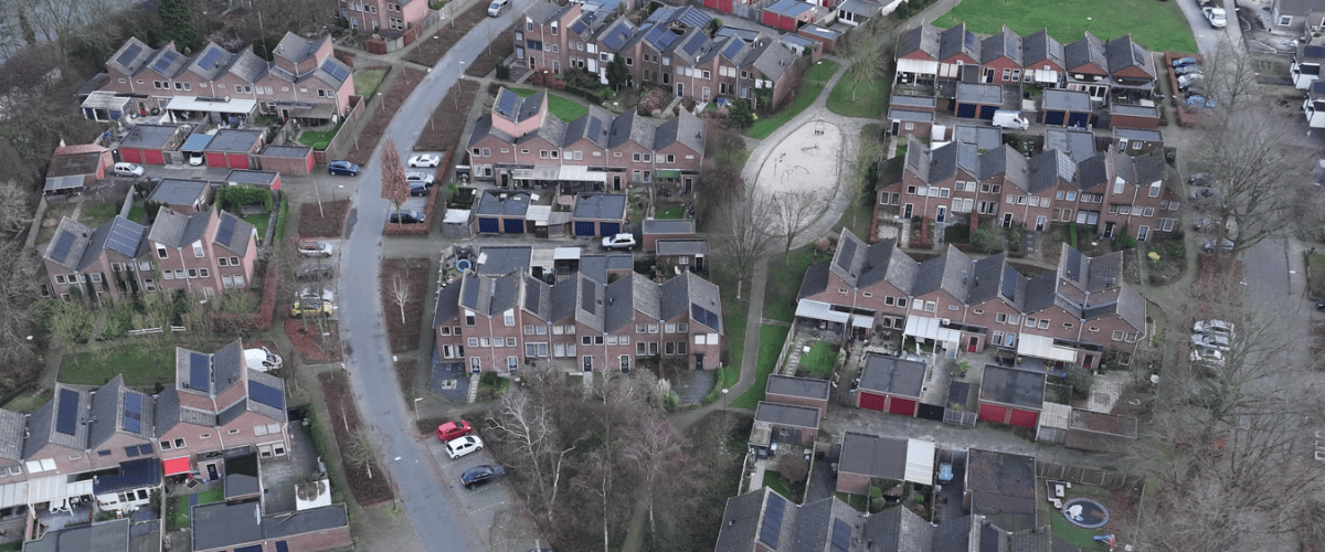 Luchtfoto van een deel van de wijk Den Elding.