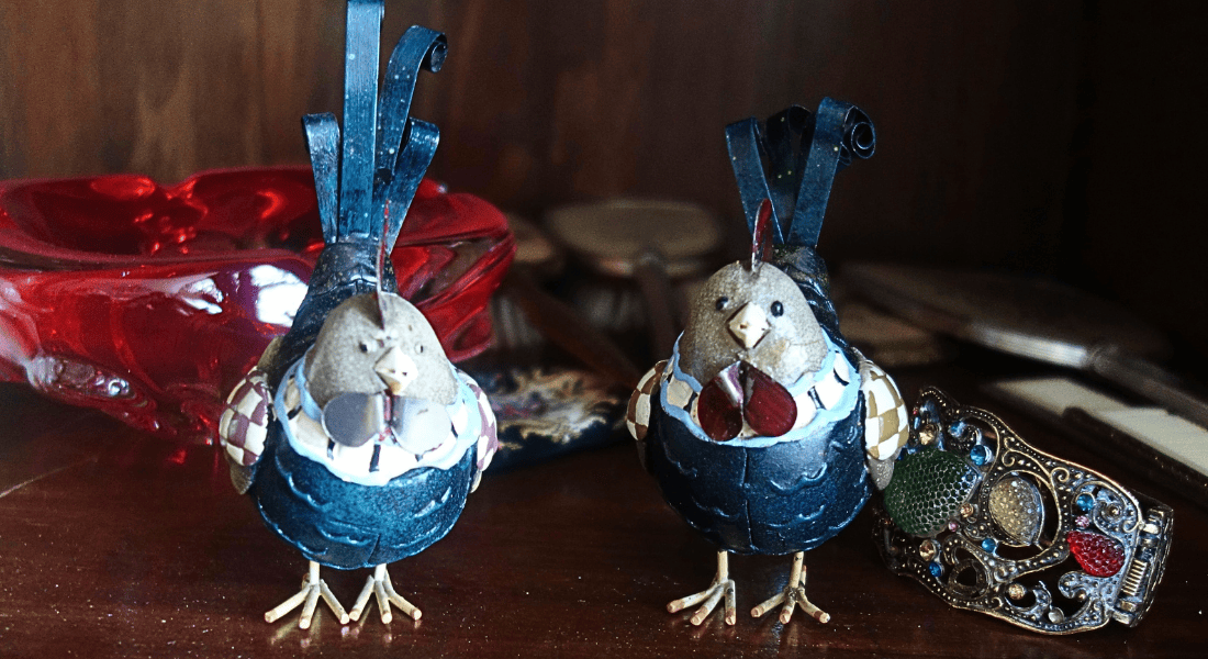 2 vogelfiguurtjes van Wioleta  