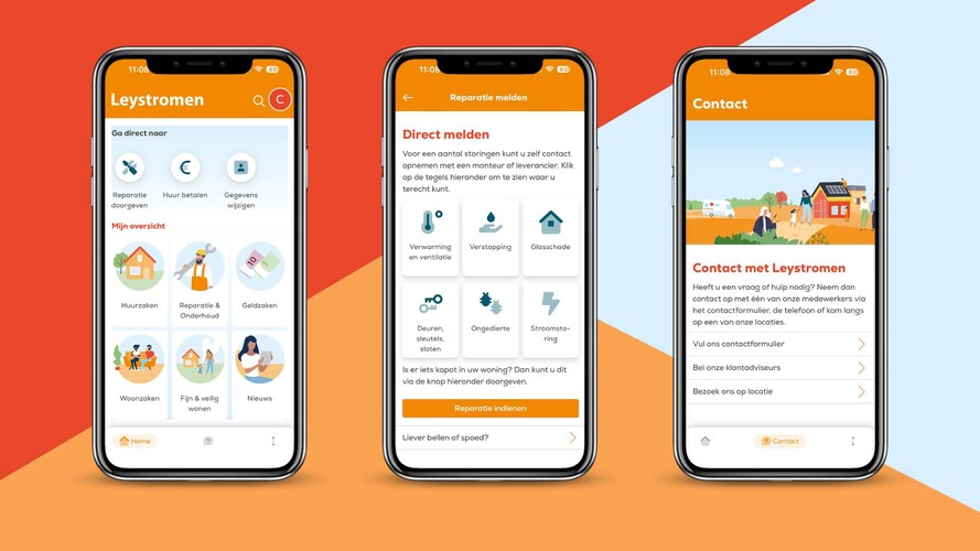 Screenshots van de Mijn Leystromen app