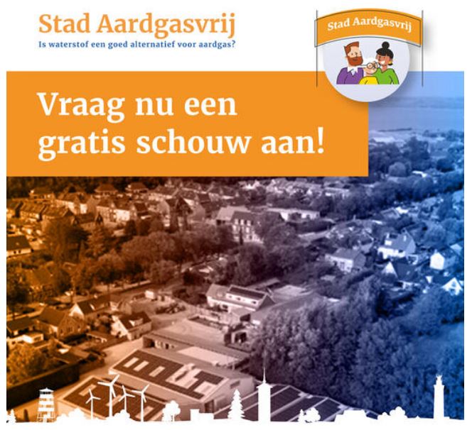 Een beeld van de oproep voor inwoners van Stad aan het Haringvliet om een gratis schouw aan te vragen.