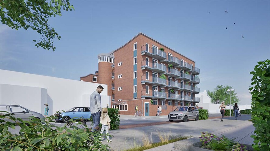 Een voorbeeld van hoe het gebouw er uit gaat zien