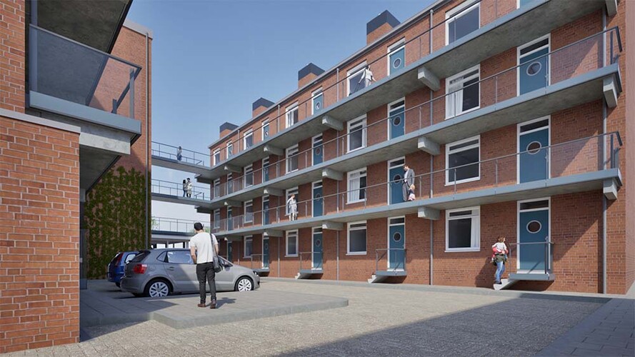 Een voorbeeld van hoe het gebouw er uit gaat zien