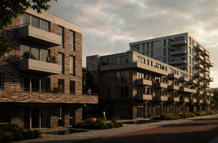 Voorbeeld van hoe het gebouw eruit gaat zien. 