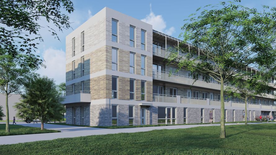 Voorbeeld van de nieuwe gebouwen aan de Bergerslaan