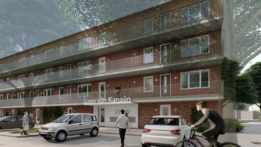 Voorbeeld van hoe het gebouw eruit gaat zien.