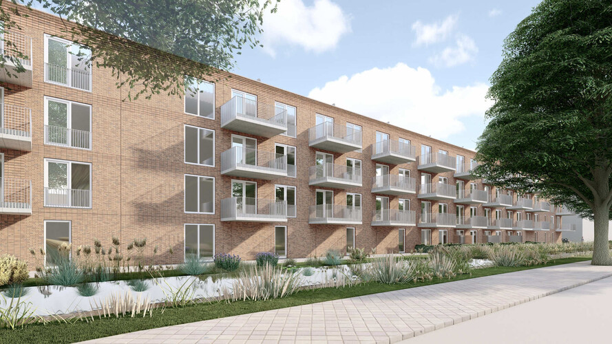 Voorbeeld van hoe het gebouw eruit gaat zien.