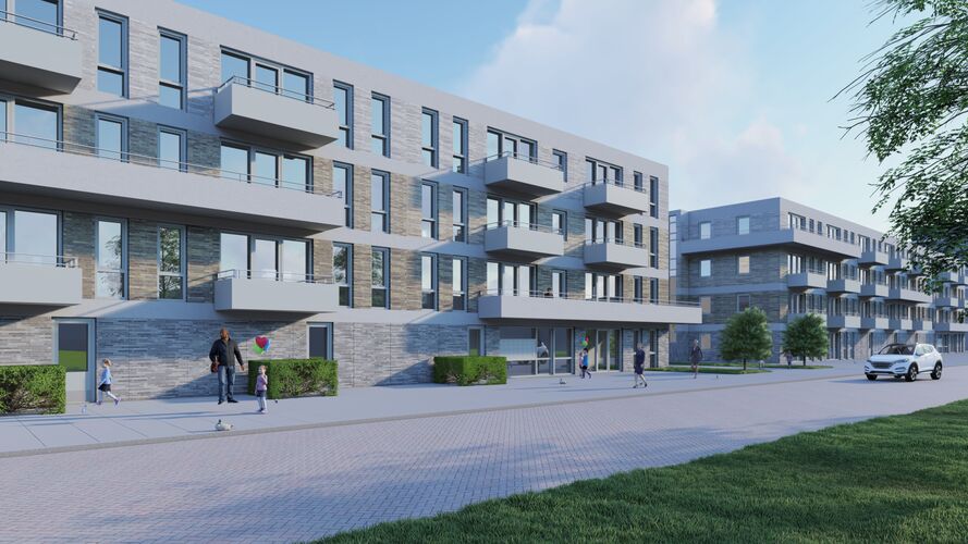 Voorbeeld van de nieuwe gebouwen aan de Bergerslaan