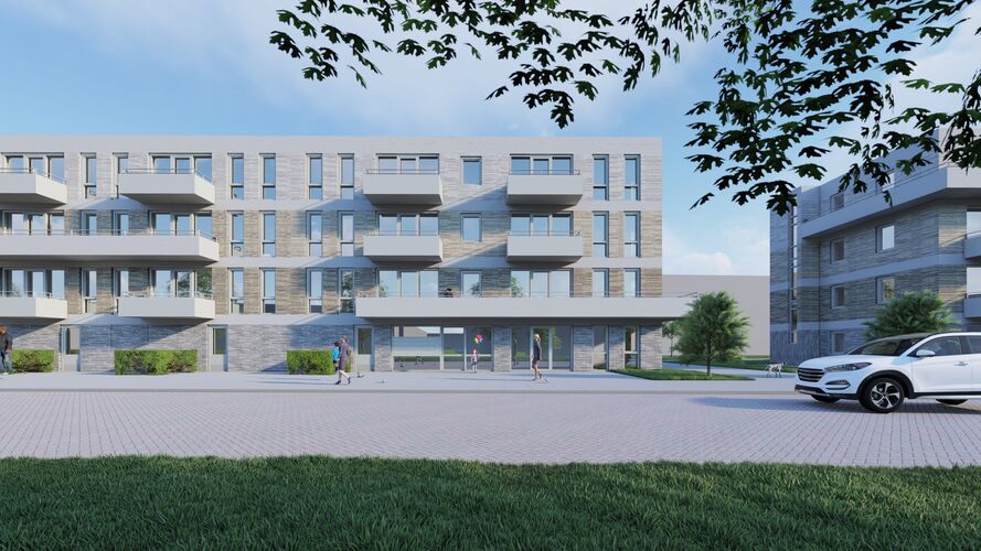 Voorbeeld van de nieuwe gebouwen aan de Bergerslaan