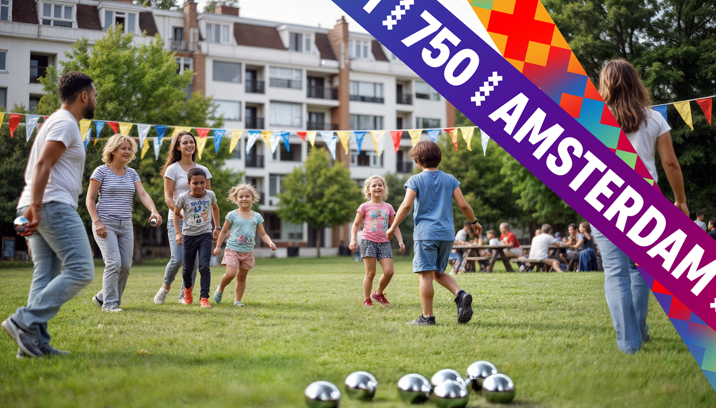 Buren spelen op een grasveld in de buurt