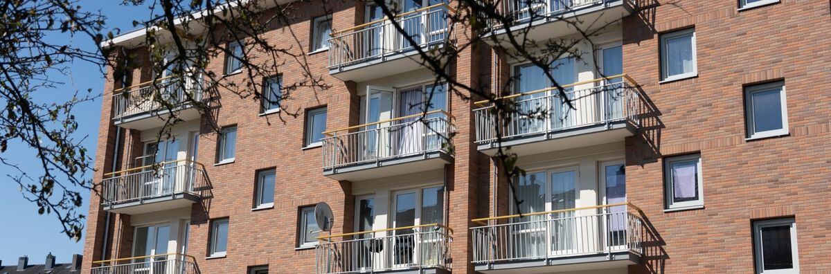 Foto van de gevel van een woonblok in Braak en Bosch