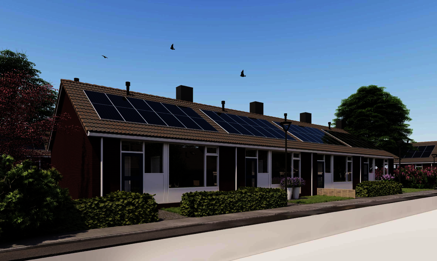 Impressie van de woningen na de renovatie en verduurzaming door Wetland Wonen.