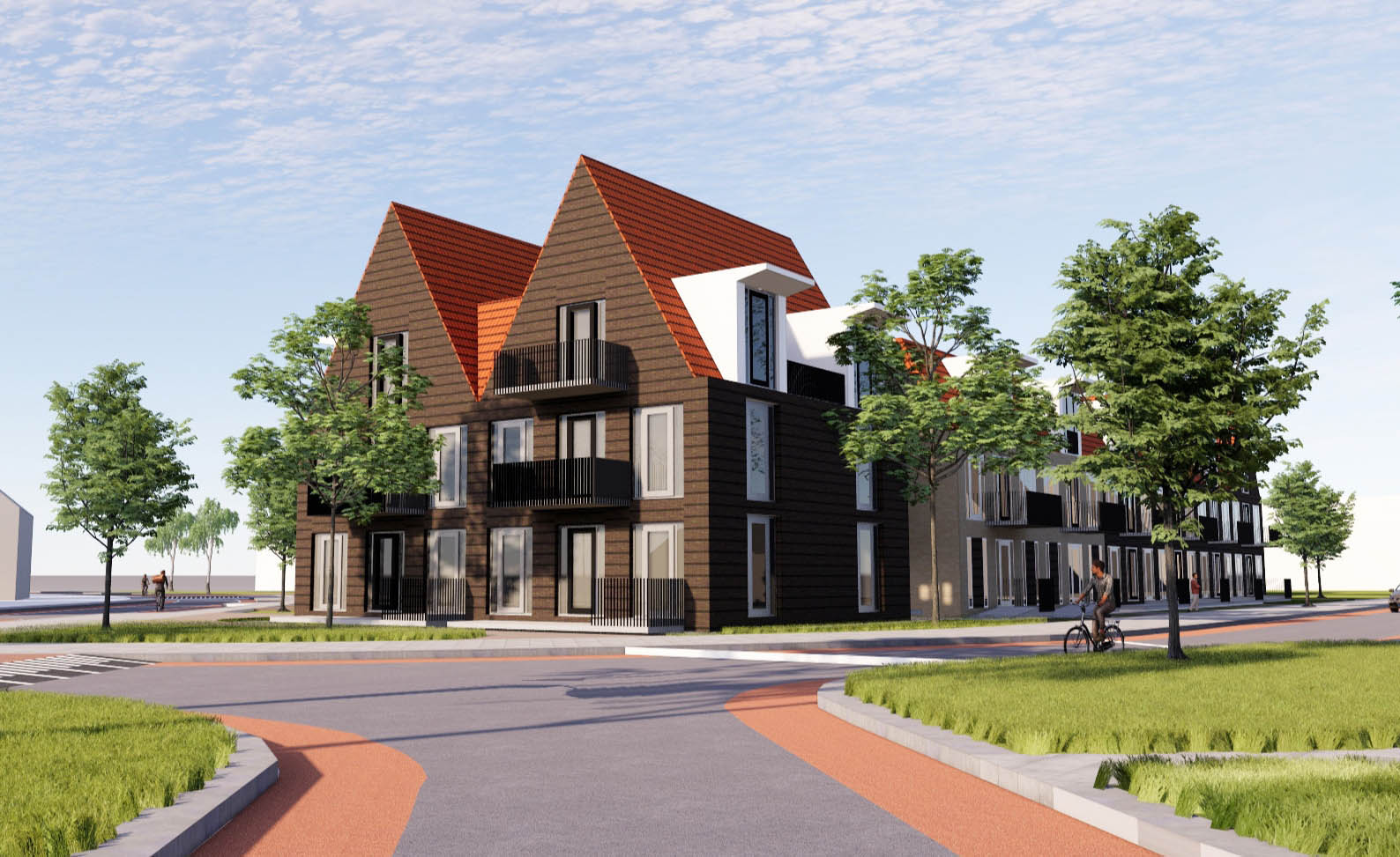 Impressie van de nieuwbouw aan de Prins Willem Alexanderstraat in Genemuiden. 