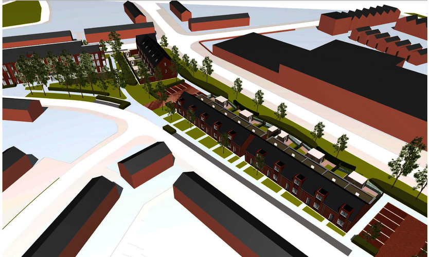 Artist Impression overzicht nieuwbouw Emmalaan en omgeving