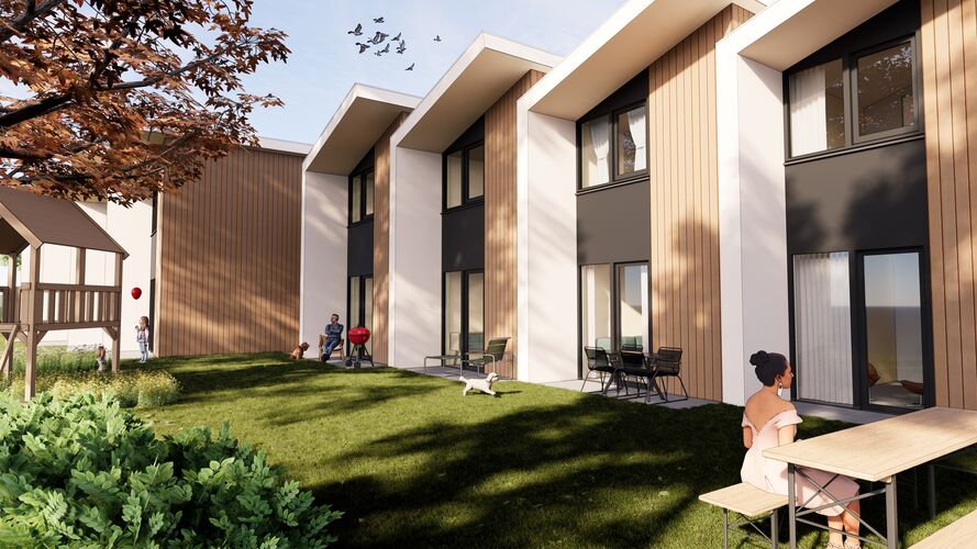 Impressie va de woningen aan de achterzijde
