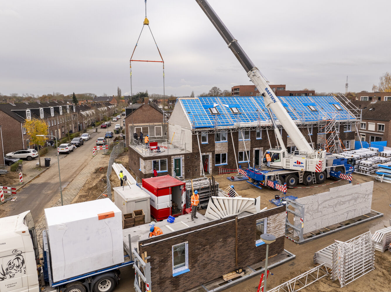 Bouwplaats nieuwe woningen in de Kemp Roermond
