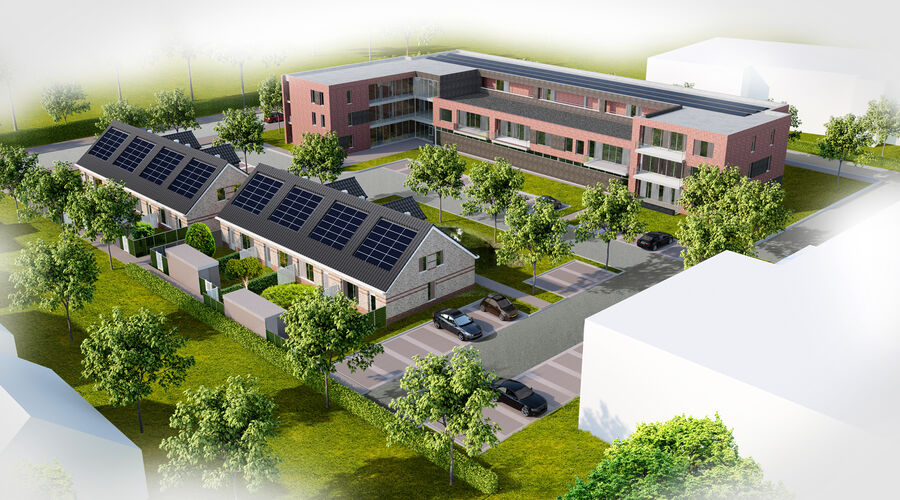 Afbeelding van boven van de toekomstige woningen Kloosterhof in Reuver