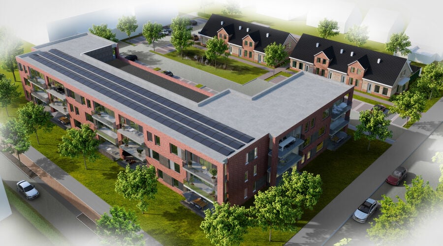 Afbeelding van boven van de toekomstige woningen Kloosterhof in Reuver