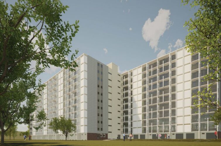 De Postflat na de renovatie vanaf de achterkant gezien